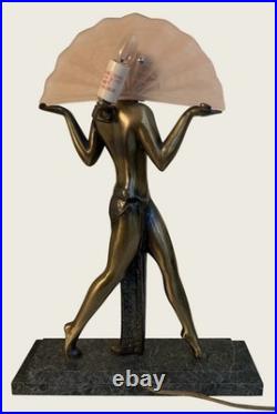 Raymonde Guerbe For Max Le Verrier Style Art Deco Egyptian Lamp by Sarsaparilla