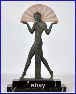 Raymonde Guerbe For Max Le Verrier Style Art Deco Egyptian Lamp by Sarsaparilla