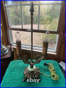 Reclaimed Art Deco Double Candle, Akro Agate, Uranium Glow, Table Lamp Free S/H