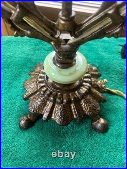 Reclaimed Art Deco Double Candle, Akro Agate, Uranium Glow, Table Lamp Free S/H