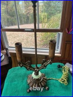 Reclaimed Art Deco Double Candle, Akro Agate, Uranium Glow, Table Lamp Free S/H