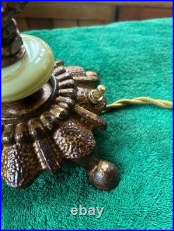 Reclaimed Art Deco Double Candle, Akro Agate, Uranium Glow, Table Lamp Free S/H