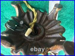 Reclaimed Art Deco Double Candle, Akro Agate, Uranium Glow, Table Lamp Free S/H