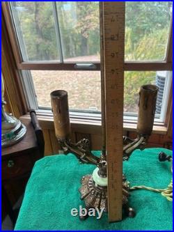 Reclaimed Art Deco Double Candle, Akro Agate, Uranium Glow, Table Lamp Free S/H