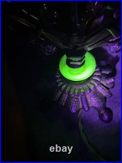 Reclaimed Art Deco Double Candle, Akro Agate, Uranium Glow, Table Lamp Free S/H