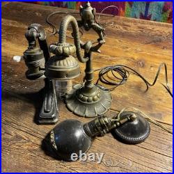 Rembrandt Early 1900s Industrial Art Nuveaux Deco Lamp Lot of 3 Masculine Lamps