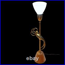 Rembrandt Lamps Vintage Art Deco Brass Table Lamp 31.75 Bird Wood Base Modern