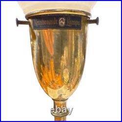 Rembrandt Lamps Vintage Art Deco Brass Table Lamp 31.75 Bird Wood Base Modern