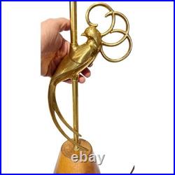 Rembrandt Lamps Vintage Art Deco Brass Table Lamp 31.75 Bird Wood Base Modern
