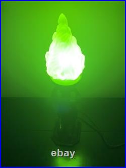 Restored 1920s Art Deco Joan of Arc Table Lamp 17 w Satin Vaseline Flame Shade