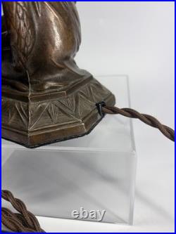 Restored 1920s Art Deco Joan of Arc Table Lamp 17 w Satin Vaseline Flame Shade Restored 1920s Art Deco Joan of Arc Table Lamp 17 w Satin Vaseline Flame Shade