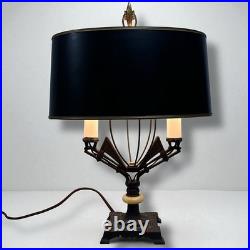 Rewired Antique Art Deco Uranium Glass Double Candle Stick Table Lamp F. Cooper
