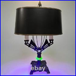 Rewired Antique Art Deco Uranium Glass Double Candle Stick Table Lamp F. Cooper