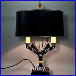Rewired Antique Art Deco Uranium Glass Double Candle Stick Table Lamp F. Cooper