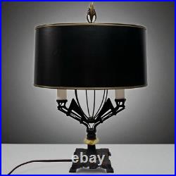 Rewired Antique Art Deco Uranium Glass Double Candle Stick Table Lamp F. Cooper