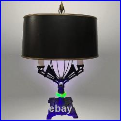 Rewired Antique Art Deco Uranium Glass Double Candle Stick Table Lamp F. Cooper
