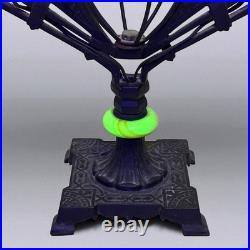 Rewired Antique Art Deco Uranium Glass Double Candle Stick Table Lamp F. Cooper