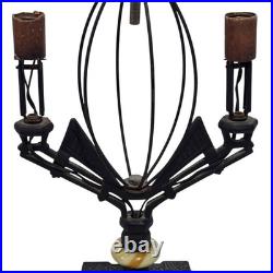 Rewired Antique Art Deco Uranium Glass Double Candle Stick Table Lamp F. Cooper