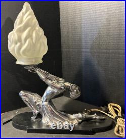 Ronson Metal Art Lamp Egyptian Moon Art Deco 1930s Antique RARE