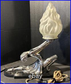 Ronson Metal Art Lamp Egyptian Moon Art Deco 1930s Antique RARE