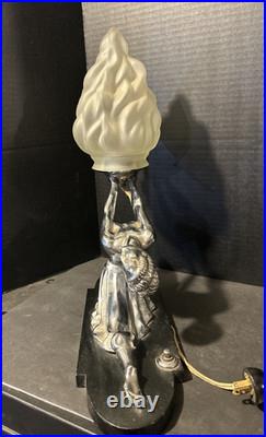 Ronson Metal Art Lamp Egyptian Moon Art Deco 1930s Antique RARE