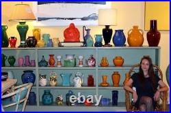 Royal Haeger Hickman Green Crackle Glaze Art Deco Pottery Vase Lamp Vintage