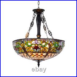 Rustic Country Pendant Lamp Stained Glass Chandelier 5-Light Ceiling Fixtures