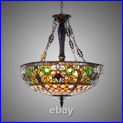 Rustic Country Pendant Lamp Stained Glass Chandelier 5-Light Ceiling Fixtures