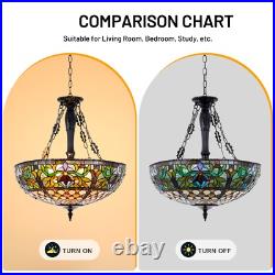 Rustic Country Pendant Lamp Stained Glass Chandelier 5-Light Ceiling Fixtures