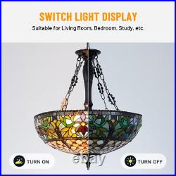 Rustic Country Pendant Lamp Stained Glass Chandelier 5-Light Ceiling Fixtures