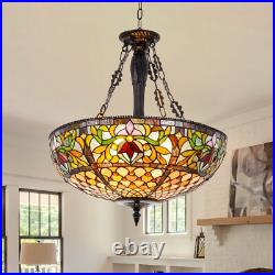 Rustic Country Pendant Lamp Stained Glass Chandelier 5-Light Ceiling Fixtures