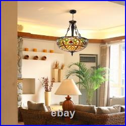 Rustic Country Pendant Lamp Stained Glass Chandelier 5-Light Ceiling Fixtures