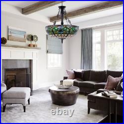 Rustic Country Pendant Lamp Stained Glass Chandelier 5-Light Ceiling Fixtures