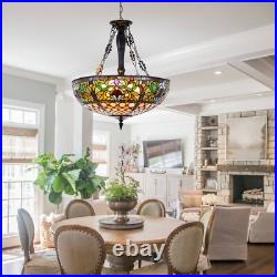 Rustic Country Pendant Lamp Stained Glass Chandelier 5-Light Ceiling Fixtures