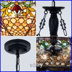 Rustic Country Pendant Lamp Stained Glass Chandelier 5-Light Ceiling Fixtures