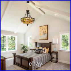 Rustic Country Pendant Lamp Stained Glass Chandelier 5-Light Ceiling Fixtures