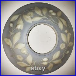 SCARCE Antique 1933 ART DECO Sculpted Art Glass Lamp Shade Strawberry Blue Wash