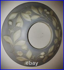 SCARCE Antique 1933 ART DECO Sculpted Art Glass Lamp Shade Strawberry Blue Wash