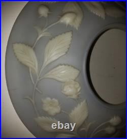 SCARCE Antique 1933 ART DECO Sculpted Art Glass Lamp Shade Strawberry Blue Wash