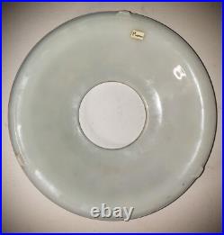 SCARCE Antique 1933 ART DECO Sculpted Art Glass Lamp Shade Strawberry Blue Wash