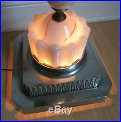 SMOKING STAND Art Deco 1930's LIGHTED LAMP slag ashtray REWIRED AND COMPLETE