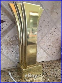 STIFFEL Pair Petit Art Deco Revival Brass Accent Lamps, circa 1970s Midcentury