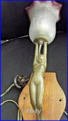 STUNNING ANTIQUE / ART NOUVEAU ART DECO NUDE LADY (brass) WALL LAMP, ORIGINAL
