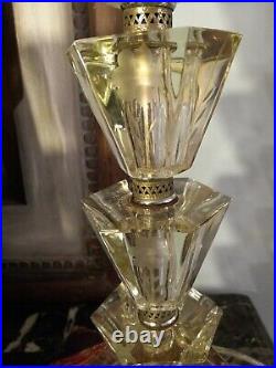 STUNNING Antique Etched Glass Lamps Art Nouveau Art Deco HEAVY! 18 tall