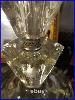 STUNNING Antique Etched Glass Lamps Art Nouveau Art Deco HEAVY! 18 tall