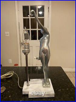 Sarsaparilla 1984 Art Deco Nude Woman Lamp Missing Glass Shade