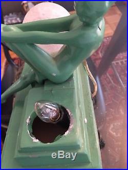 Sarsaparilla Art Deco Frankart Replica Nude Lamp- nymph sitting on a bench