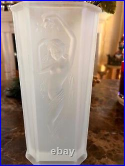 Sarsaparilla Art Deco Frosted Satin Art Glass Nude Female Figural Lamp shade