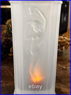Sarsaparilla Art Deco Frosted Satin Art Glass Nude Female Figural Lamp shade