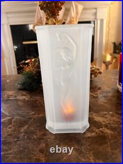 Sarsaparilla Art Deco Frosted Satin Art Glass Nude Female Figural Lamp shade